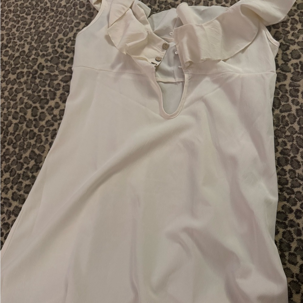 Elegant White Ruffled Women's mini dress /cover up